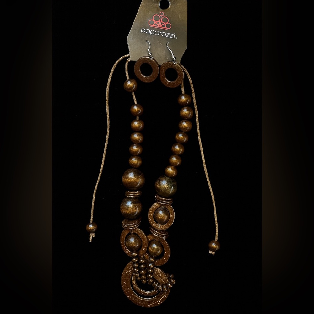 Elegant Brown Beaded Necklace and Earring Set